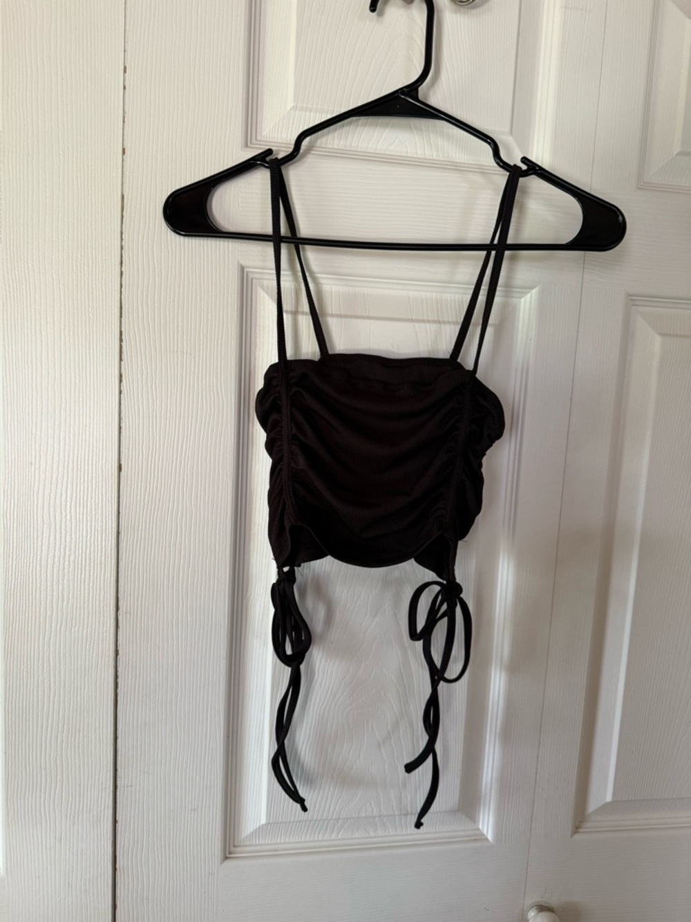 SHEIN Black Ribbed Drawstring Swim Top - Picture 4 of 4